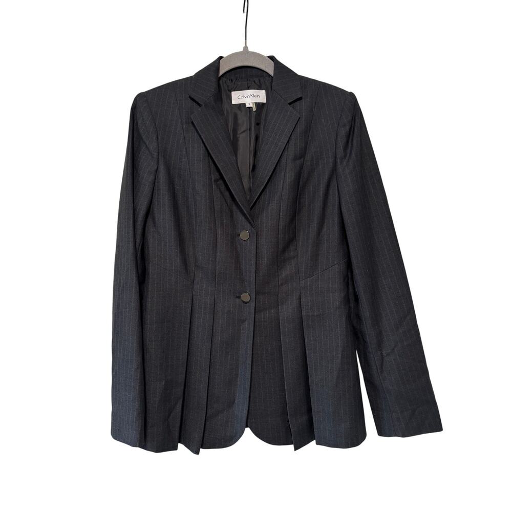 Calvin Klein Dark Gray Pinstripe Blazer Size 2 - Picture 3 of 11